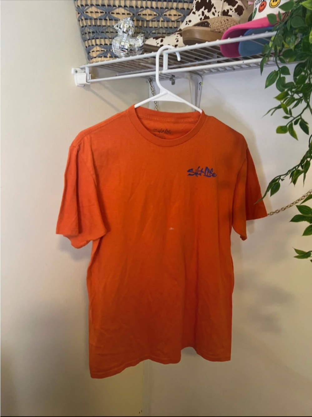 Salt Life Orange Short Sleeve Tee with Blue Logo